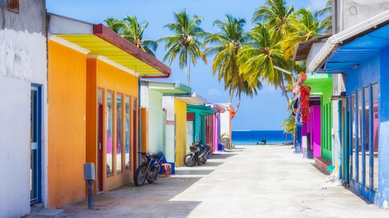 Colourful houses in the Maldives