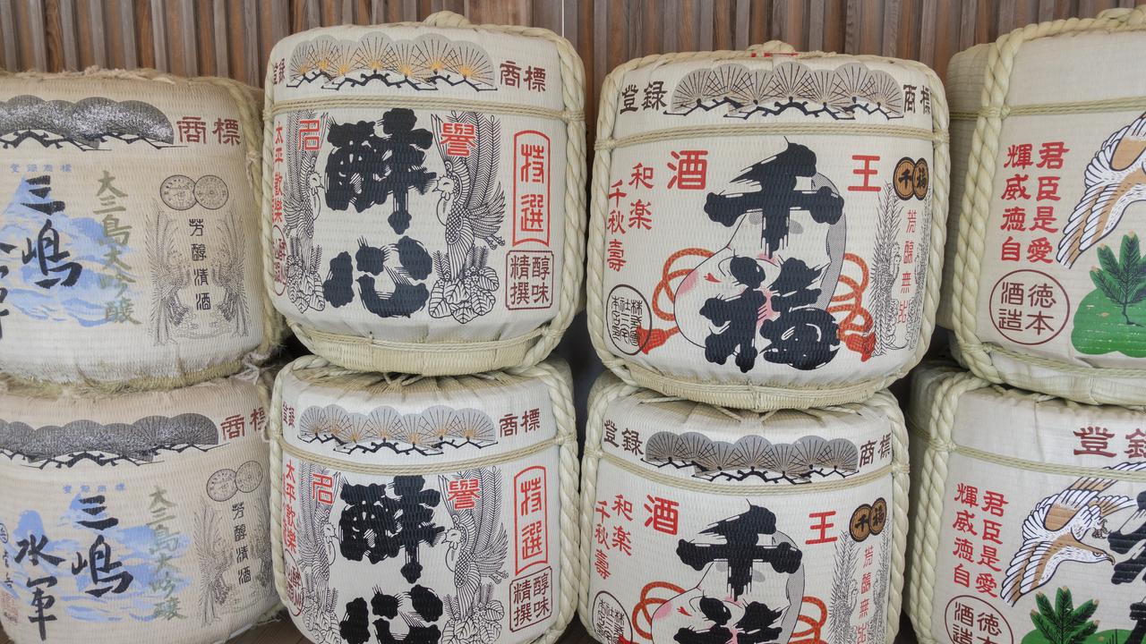 Sake barrels on the Shimanami Kaido