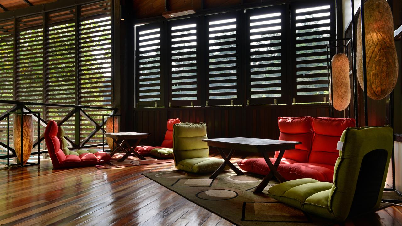 Lobby deck area at the Borneo Rainforest Lodge