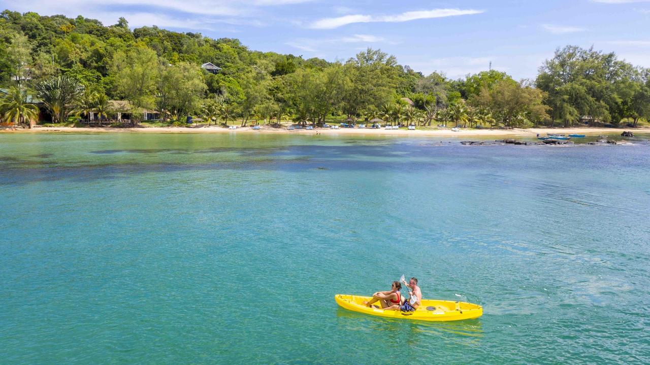 Kayak on blue sea on Phu Quoc
