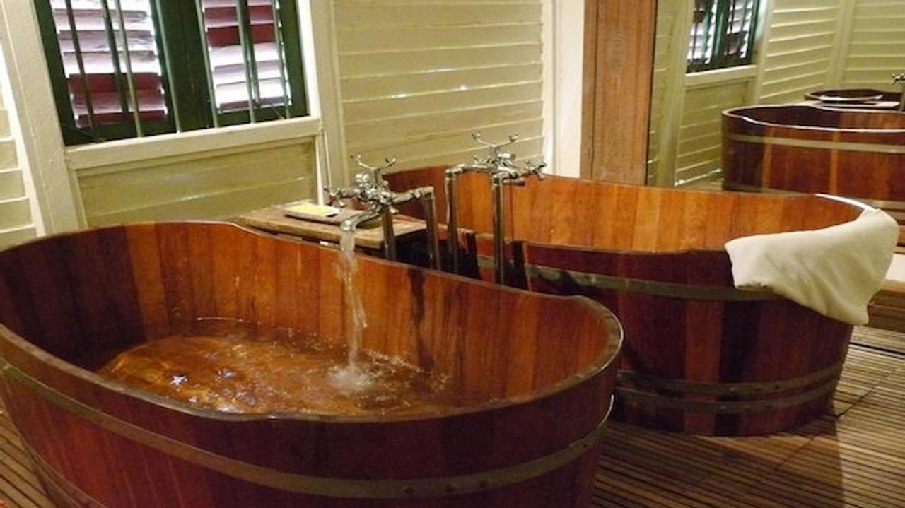 Wooden baths at Bon Ton Resort