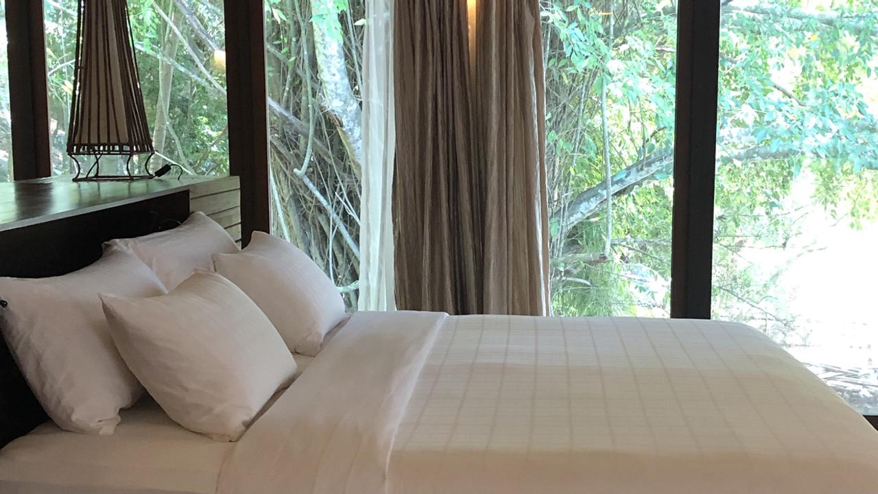 Bedroom with jungle views at Japamala Resort