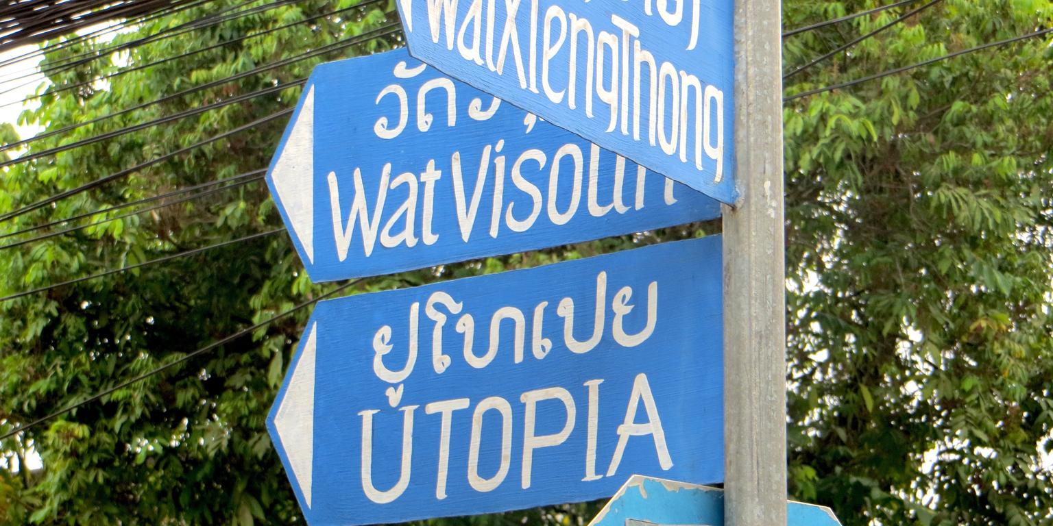 Utopia sign in Cambodia