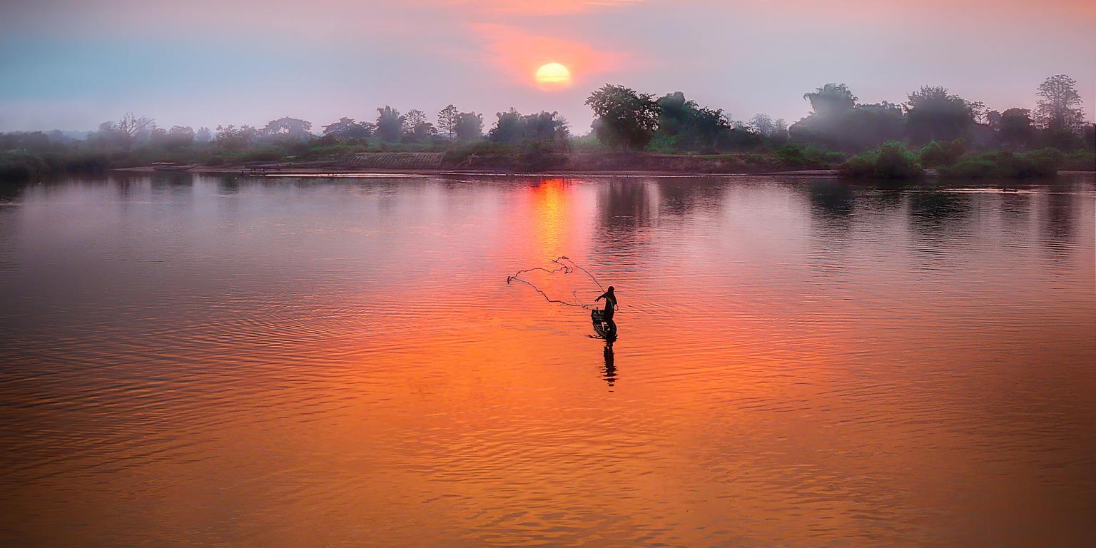 sunset over the mekong delta, Vietnam