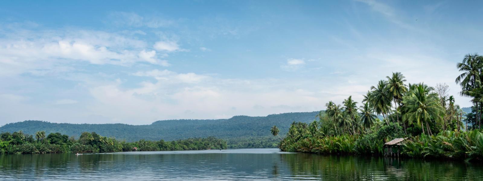River with Cardamom Mountains in distance