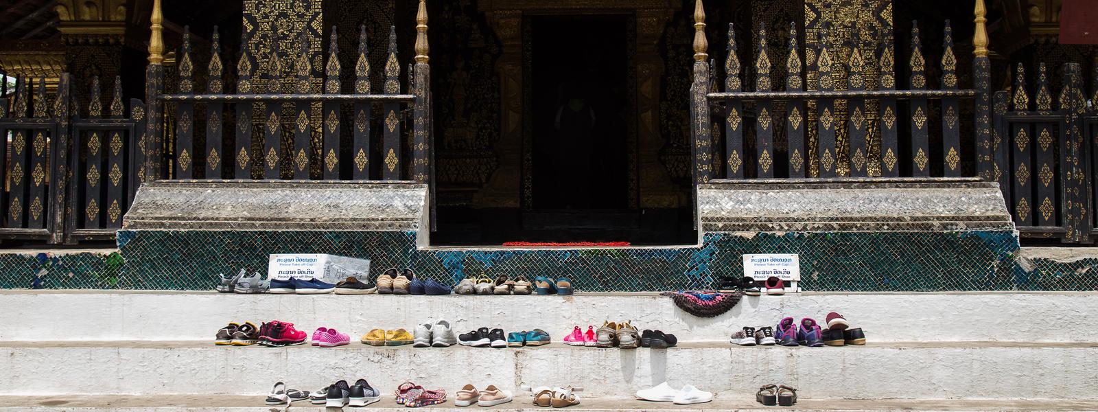 shoes at door of temple