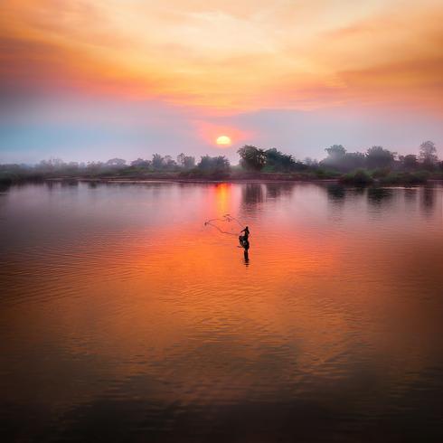 sunset over the mekong delta, Vietnam