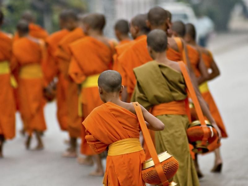 Monks walking
