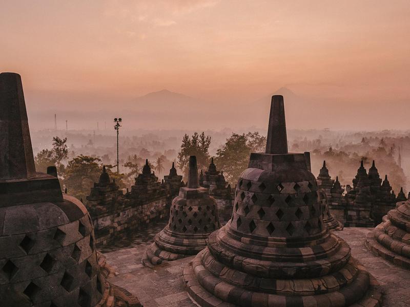 Borobudu Temple at sunrise