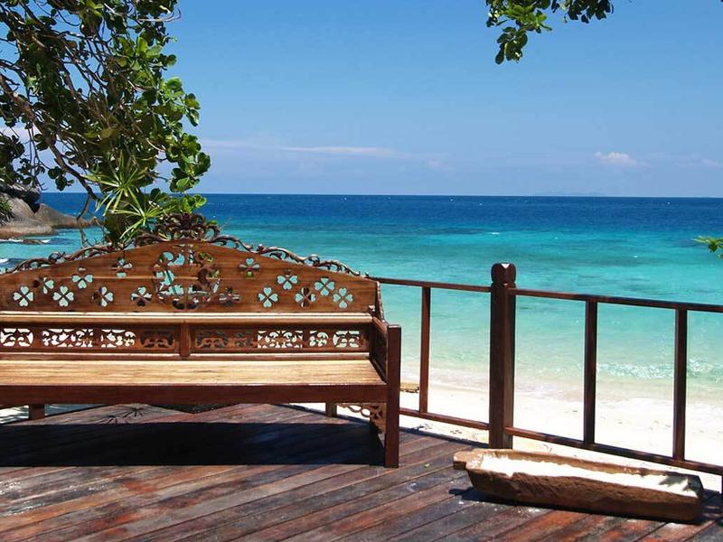 Bench overlooking beach at Japamala Resort