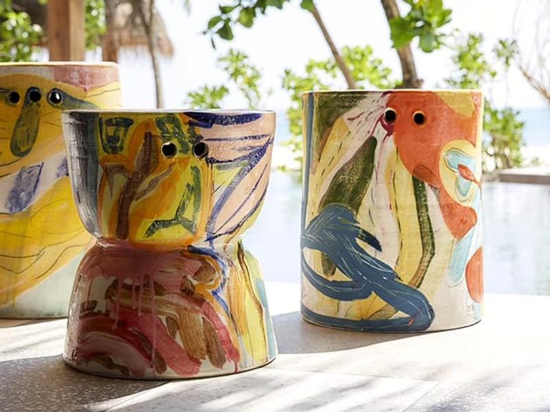 Painted pots at Joali Maldives